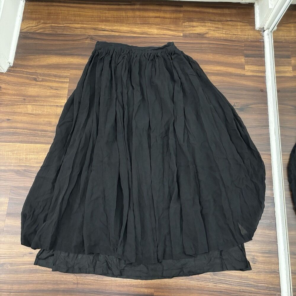 VTG Ann Taylor Women’s Sz 10 Black 100% Silk Midi Skirt Lined 90s